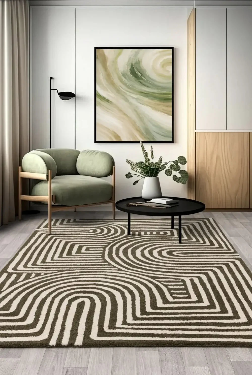 Modern Grey Geometric Textured Rug