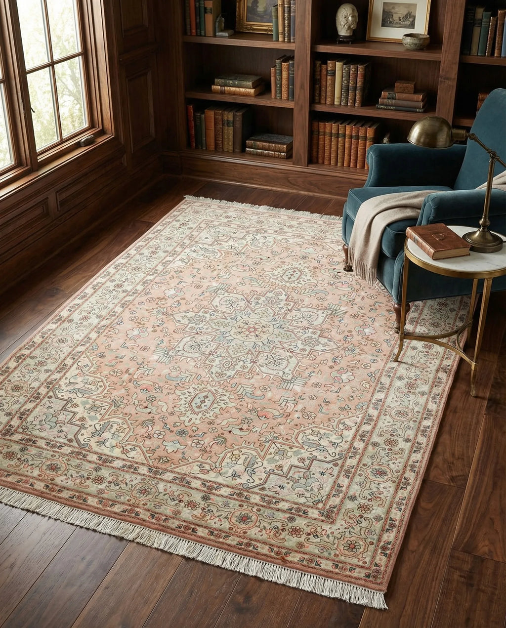 Hand-Knotted Antique Heriz Medallion Rug