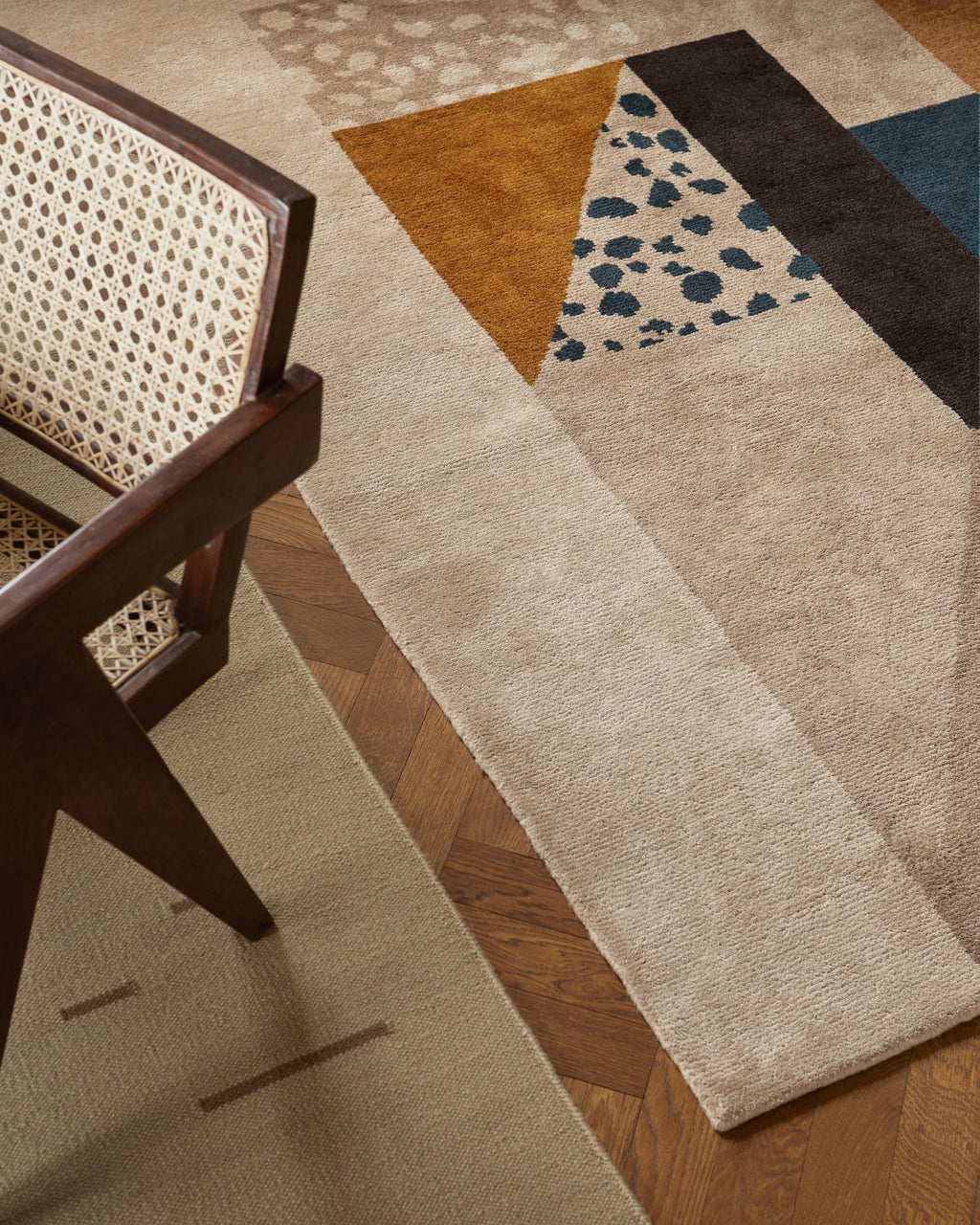 Beige Modern Abstract Designer Rug