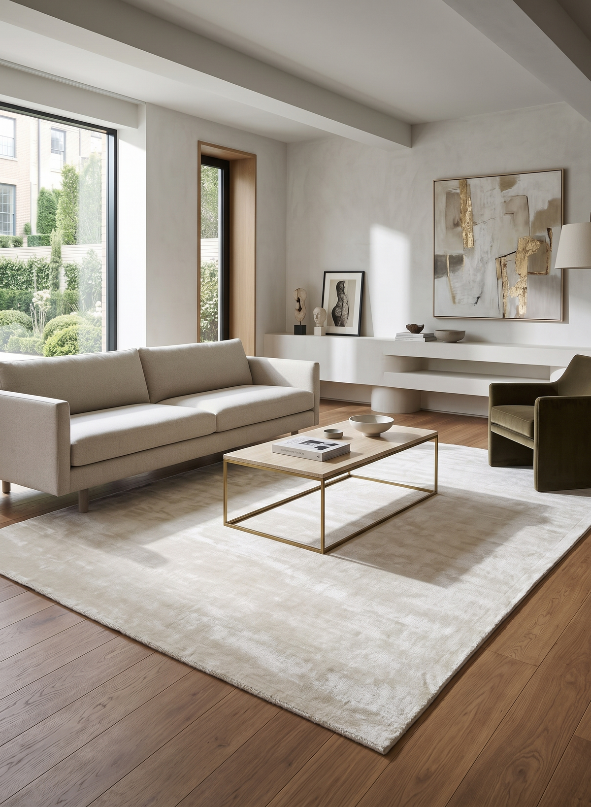 Luxury Off White Viscose Rug