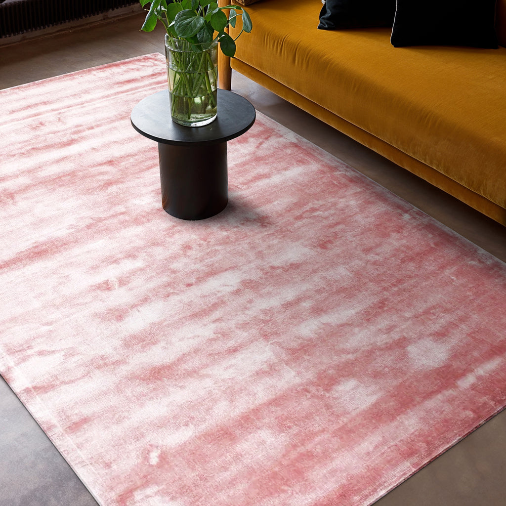 Textured Dusty Mauve Pink Abrash Wash Viscose Carpet