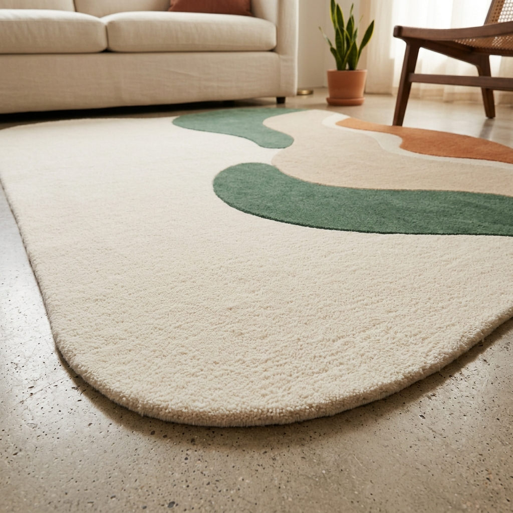Ivory Contemporary Artistic Wavy Area Rug