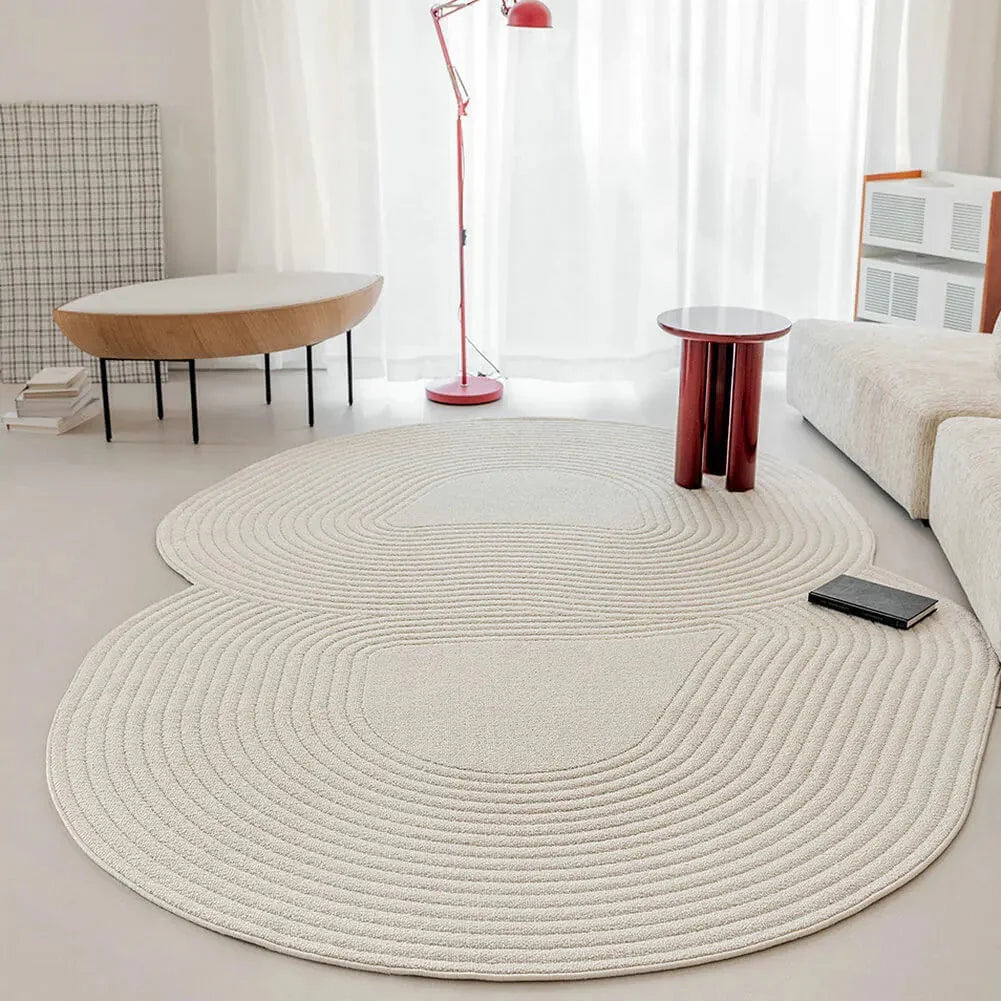White Refined Orbital Silhouette Irregular Rug