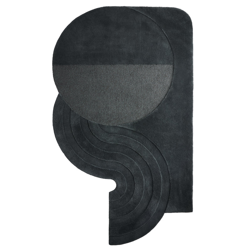 Designer Charcoal Abstract Wool Rug