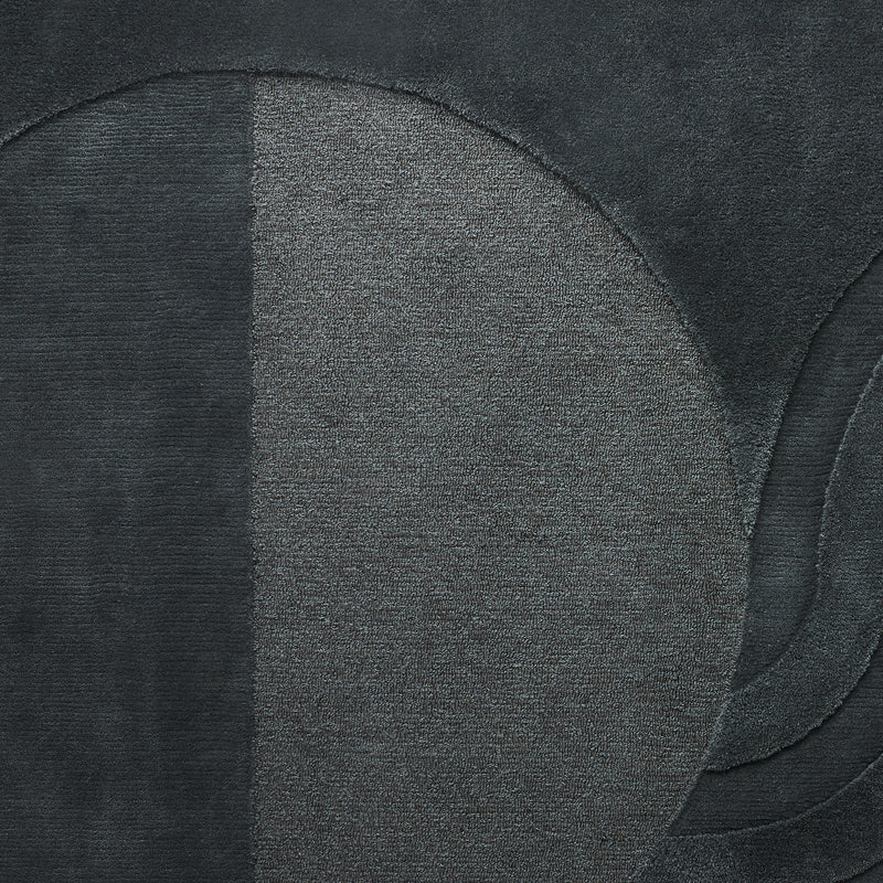 Designer Charcoal Abstract Wool Rug