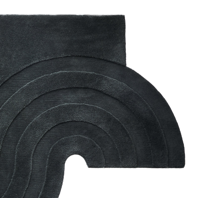 Designer Charcoal Abstract Wool Rug